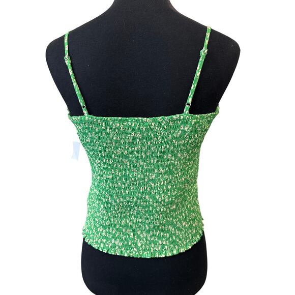 New LUSH NORDSTROM Women's Green Floral Print Ruched Front Cami Tank Top Size S - Picture 5 of 6